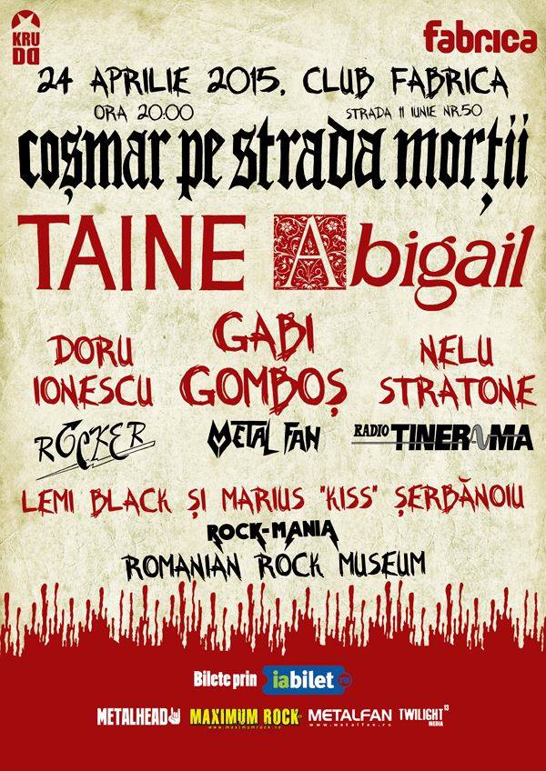 ”Cosmar pe Strada Mortii”: afla ce formatii vor canta la eveniment, pe 24 aprilie